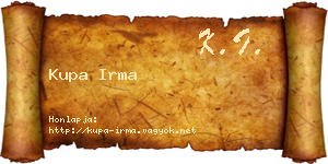Kupa Irma névjegykártya